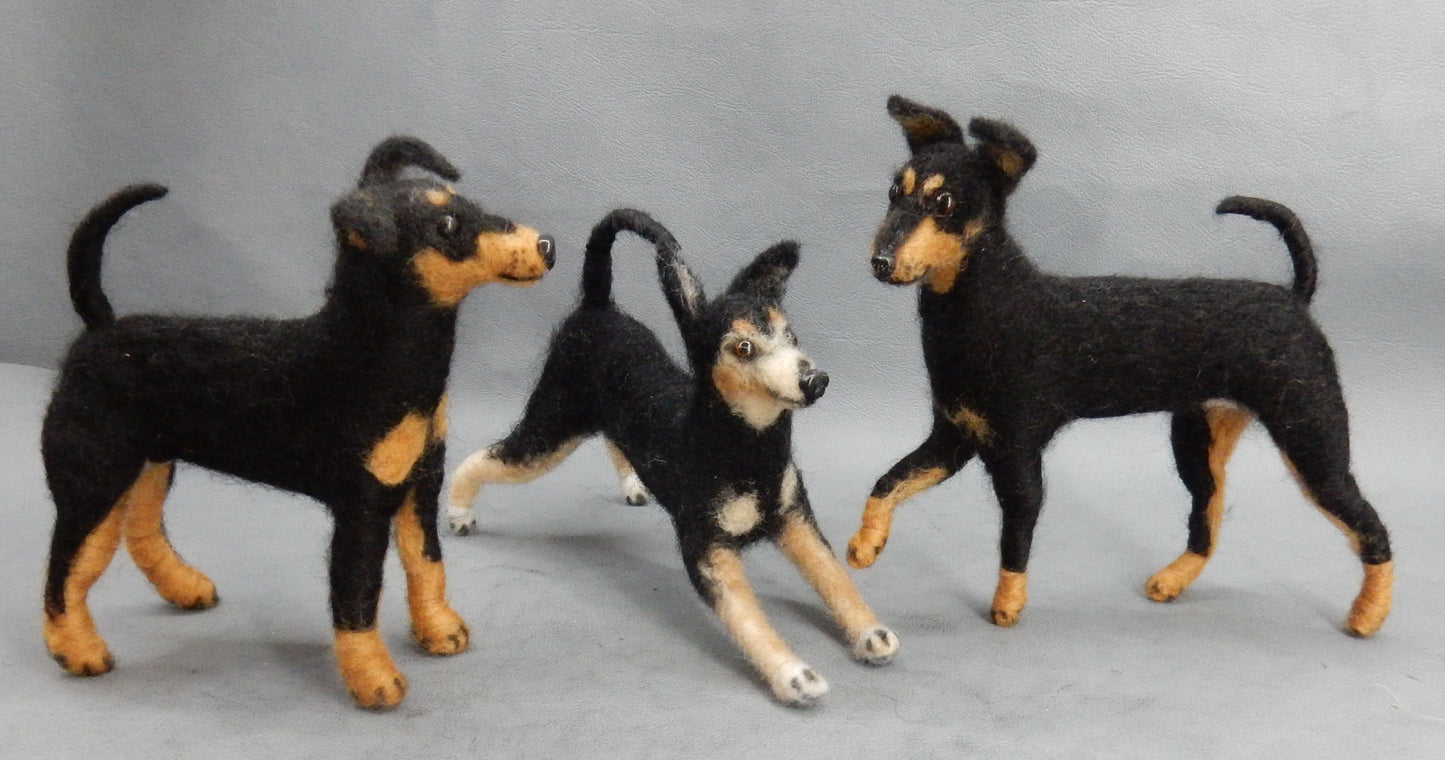 Pinscher needle felted dog replica