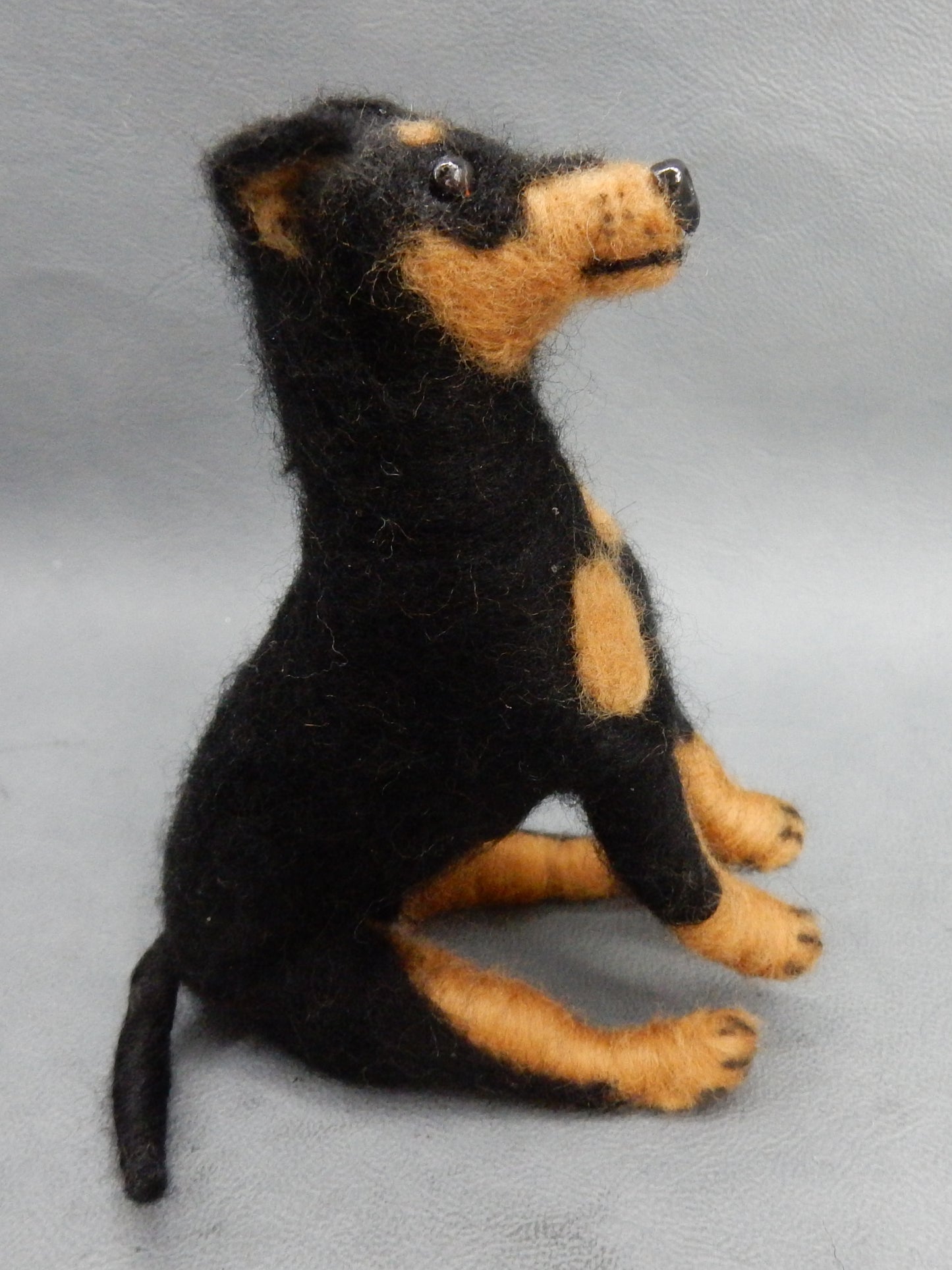 Pinscher needle felted dog replica