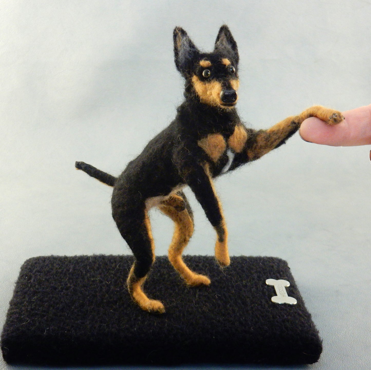 Pinscher needle felted dog replica