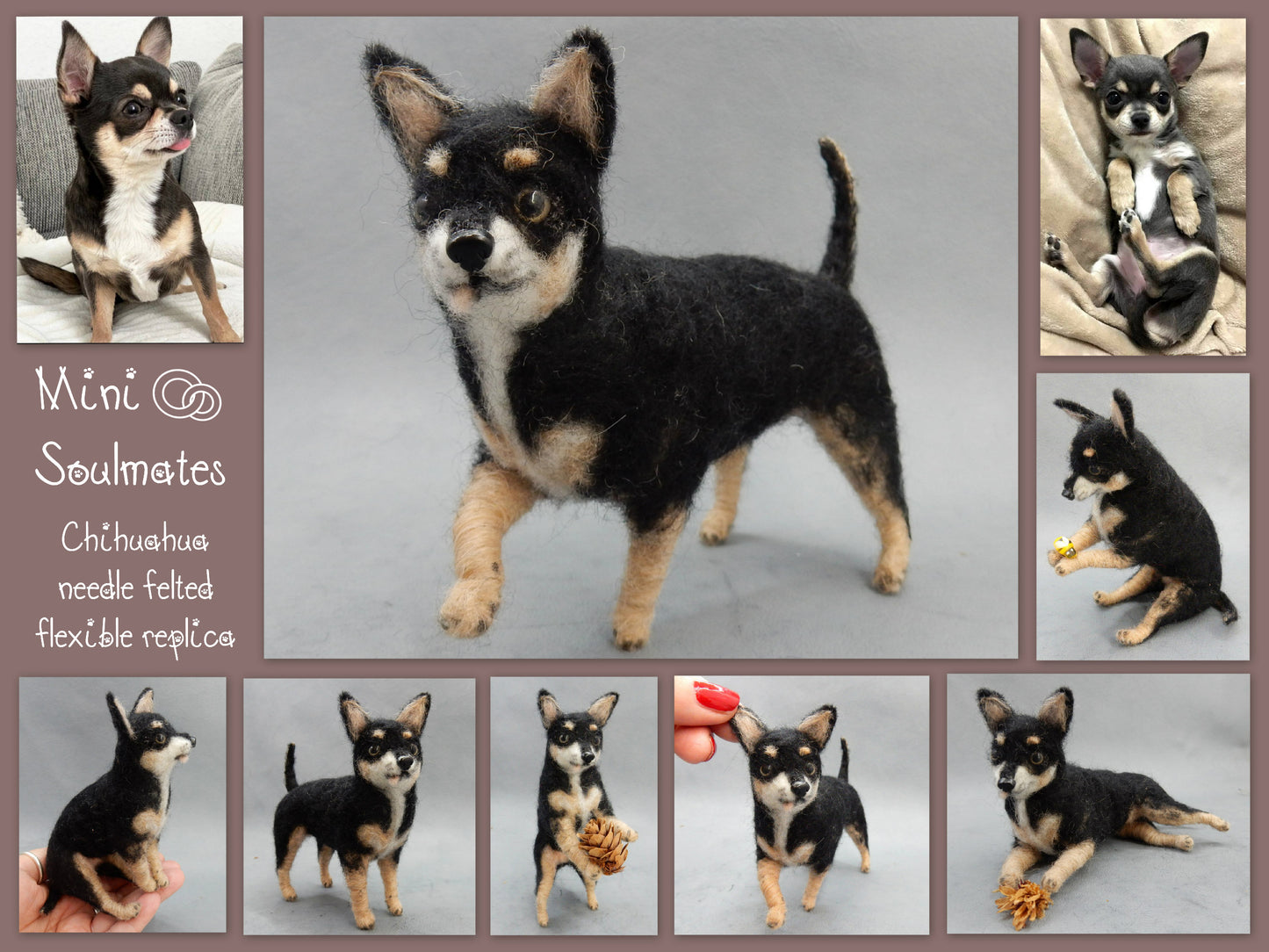 Chihuahua needle-felt dog replica