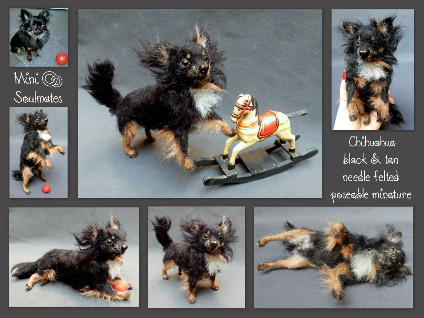 Chihuahua needle-felt dog replica