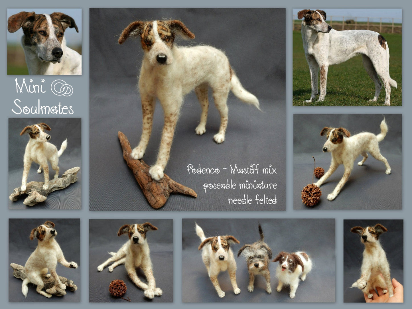 Custom dog replica brindle dog needle felted