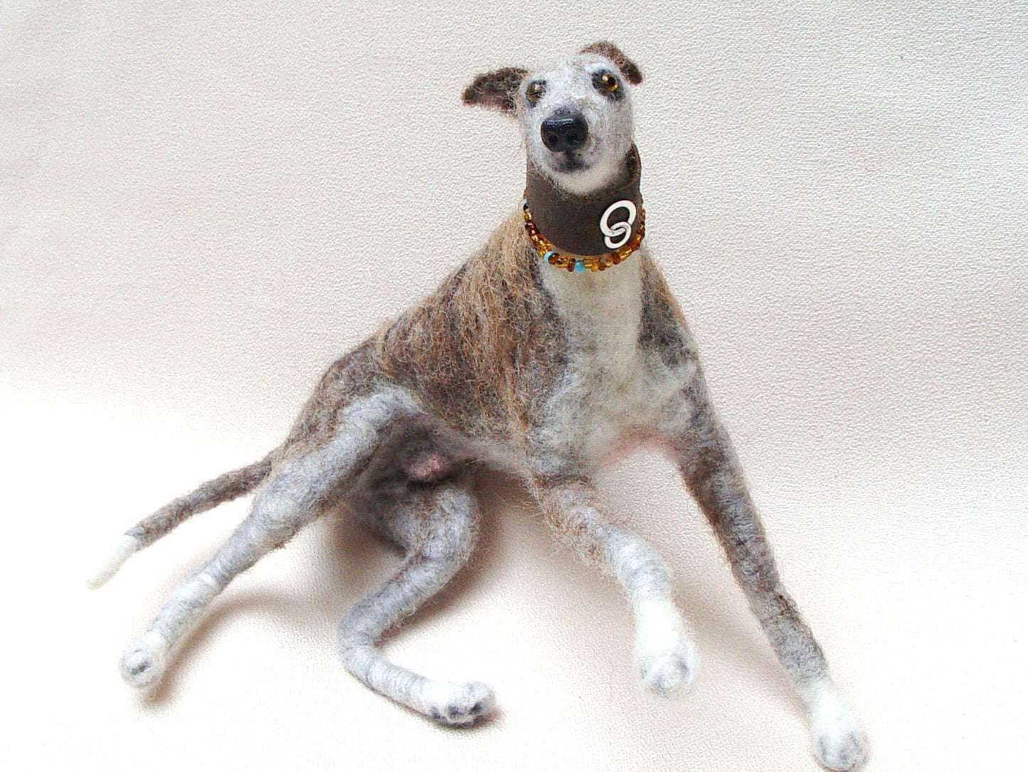 brindle Galgo Espanol felted dog miniature