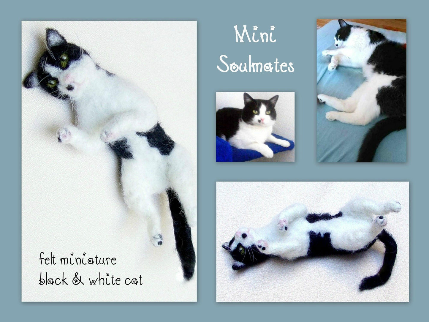 Custom felted cat replica black cat