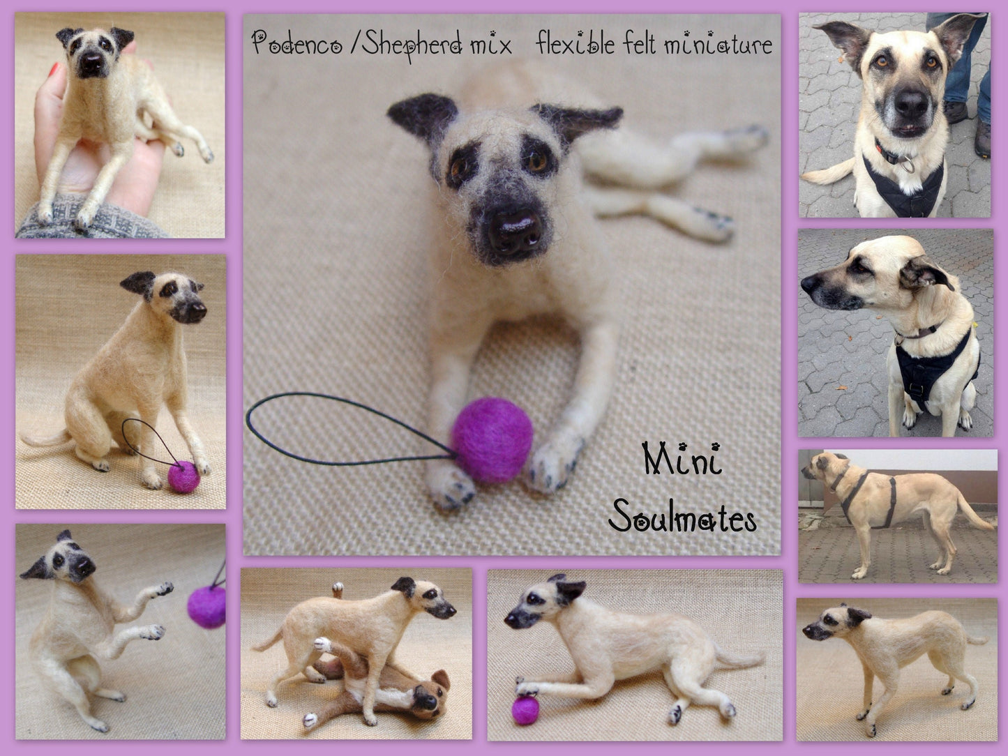 German Shepherd mix needle-felted dog miniature