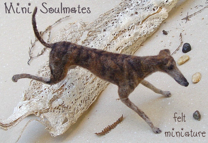 brindle Galgo Espanol felted dog miniature