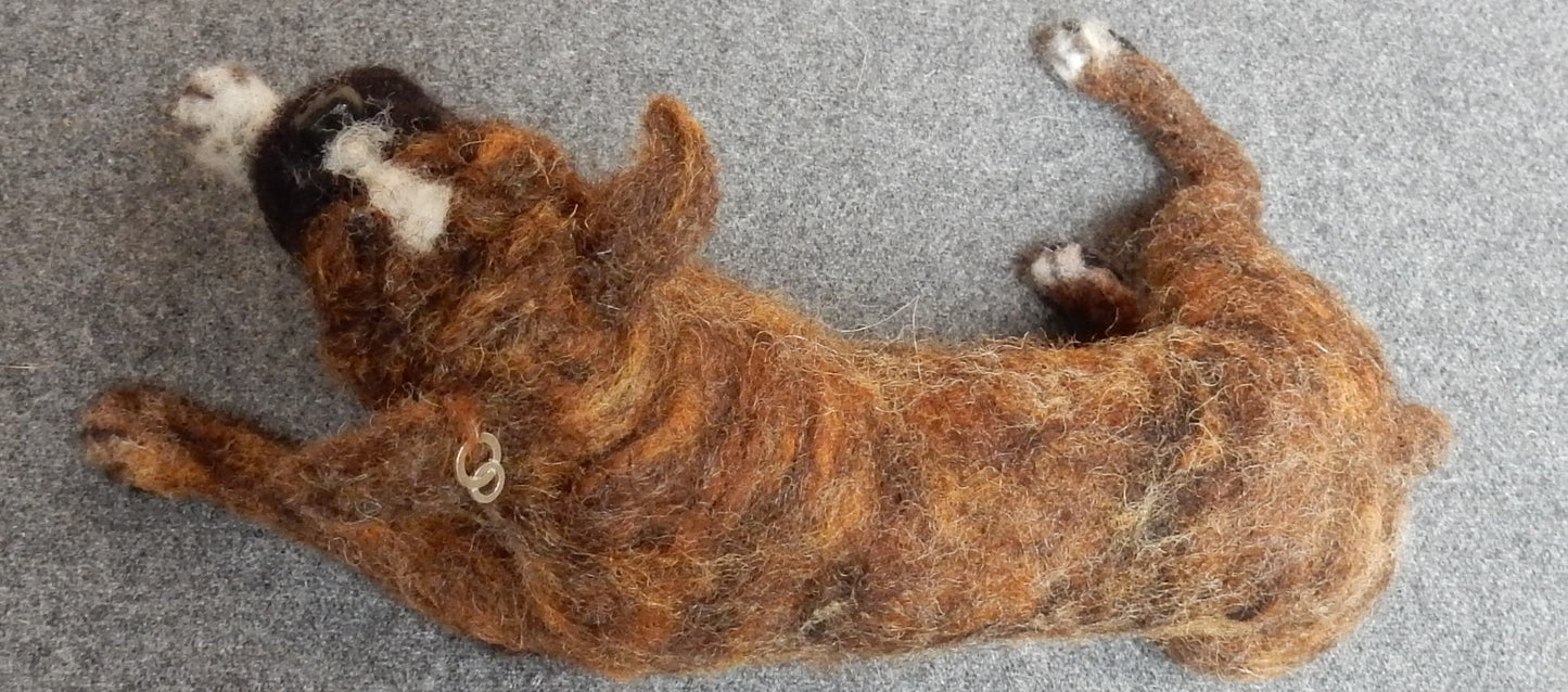 Continental Bulldog needle-felted dog miniature
