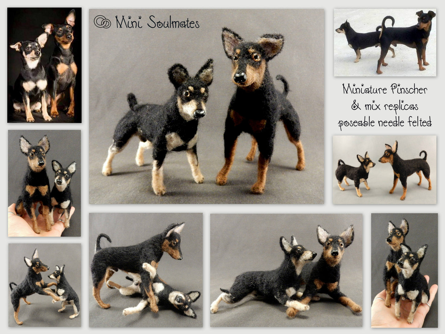 Pinscher needle felted dog replica
