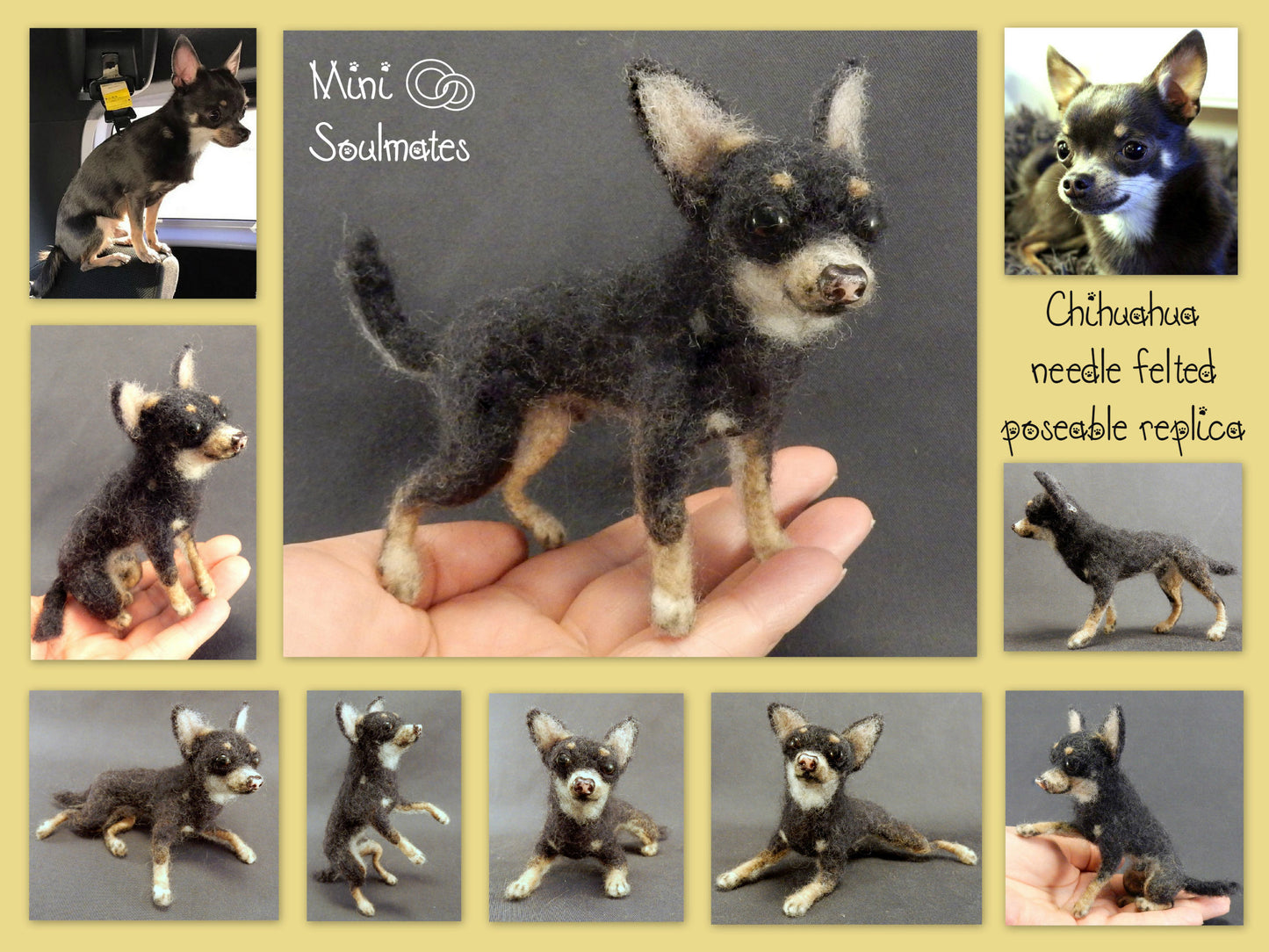 Chihuahua needle-felt dog replica