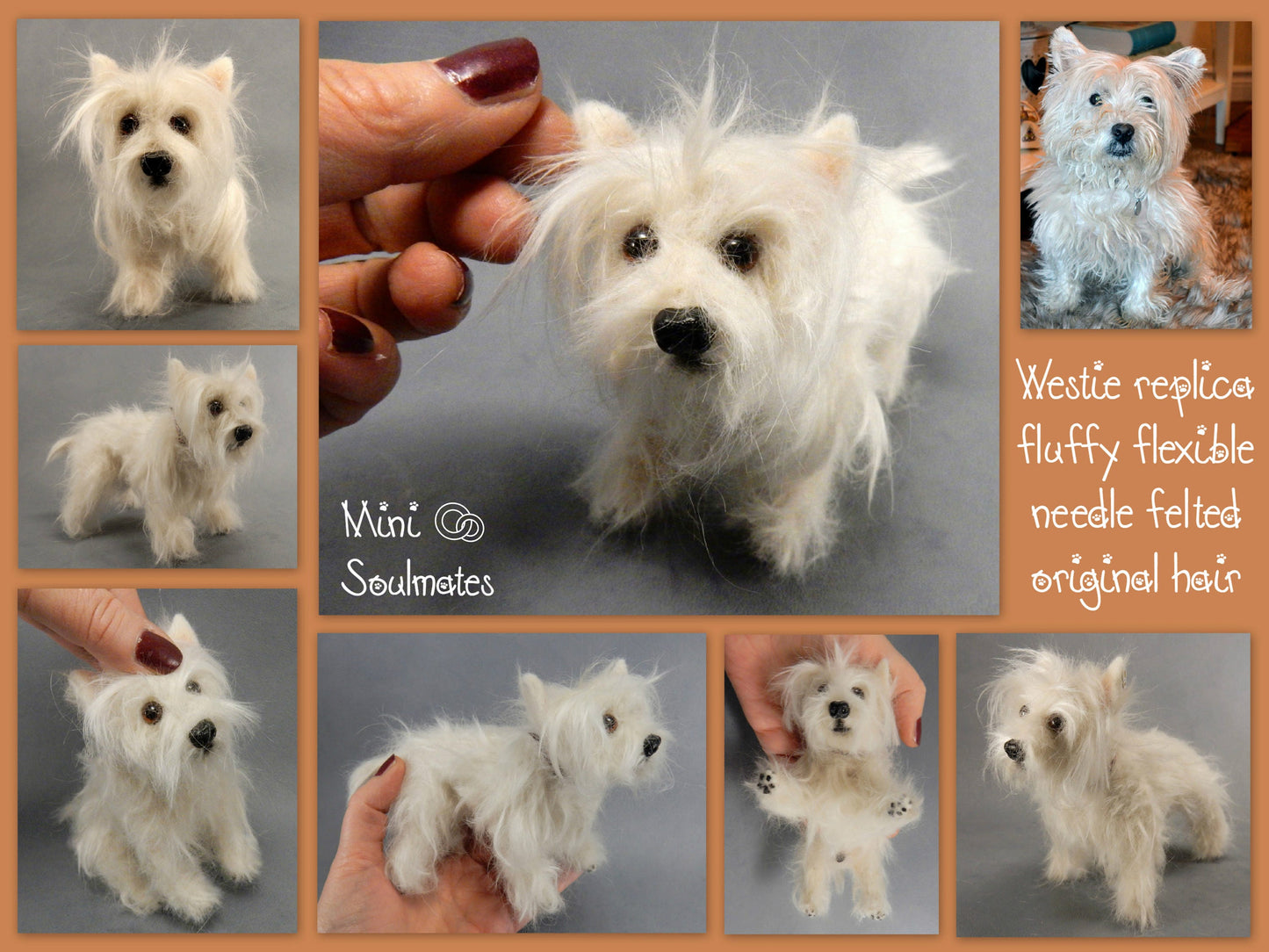 Westie felted with dog hair needle-felted dog miniature