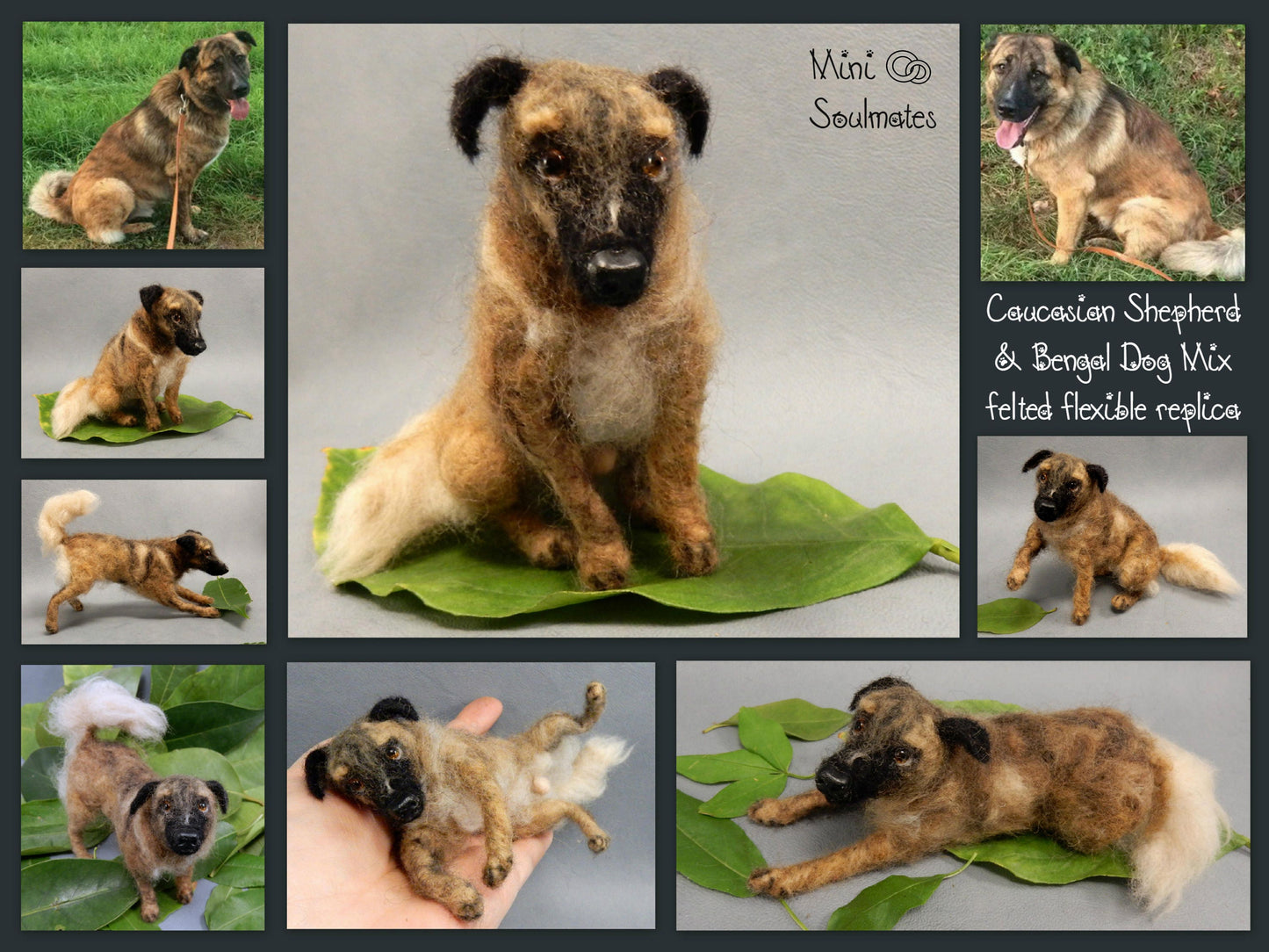 needle-felted dog Malinois custom felt replica
