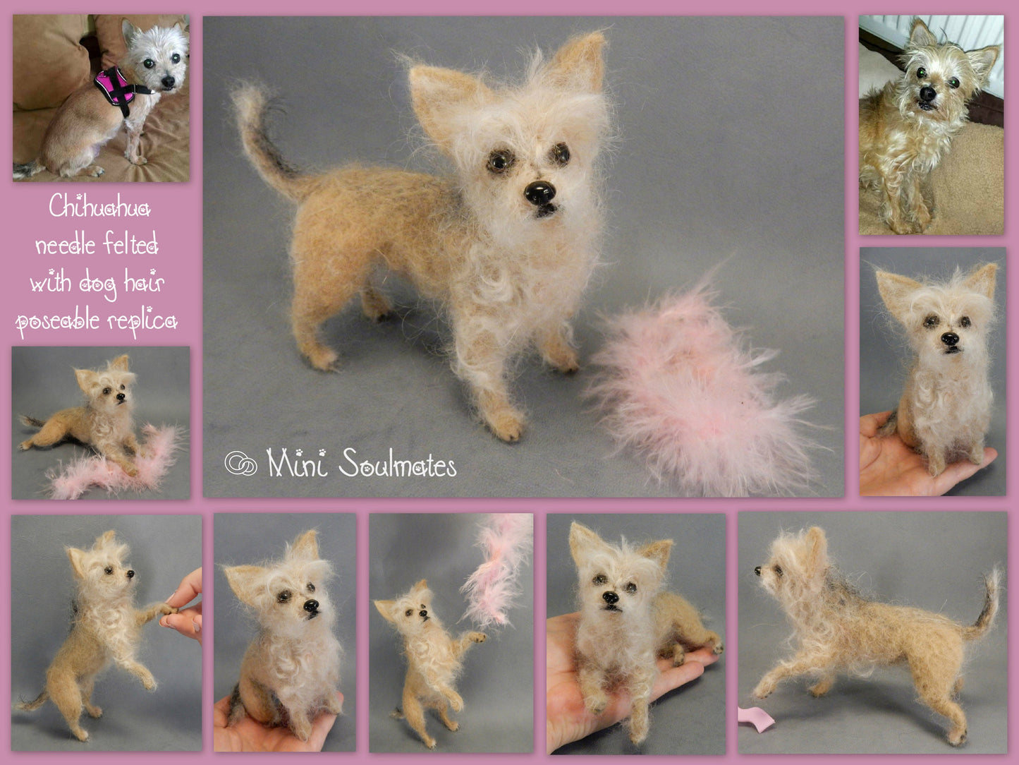 Golden Chihuahua custom-felted dog miniature