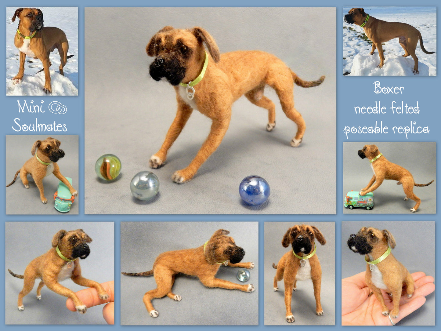 Custom dog replica Boxer needle felted