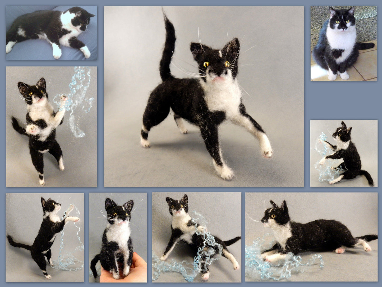 Custom felted cat replica black cat