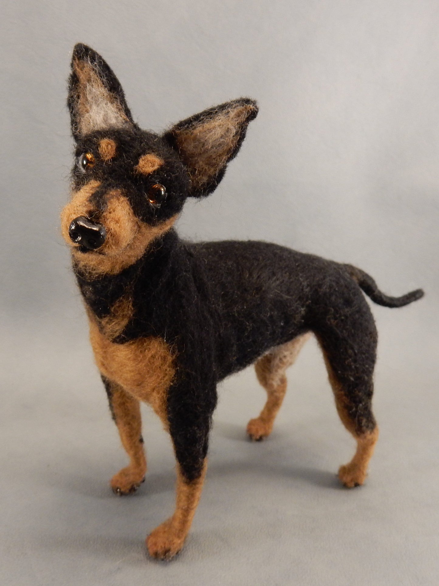 Pinscher needle felted dog replica