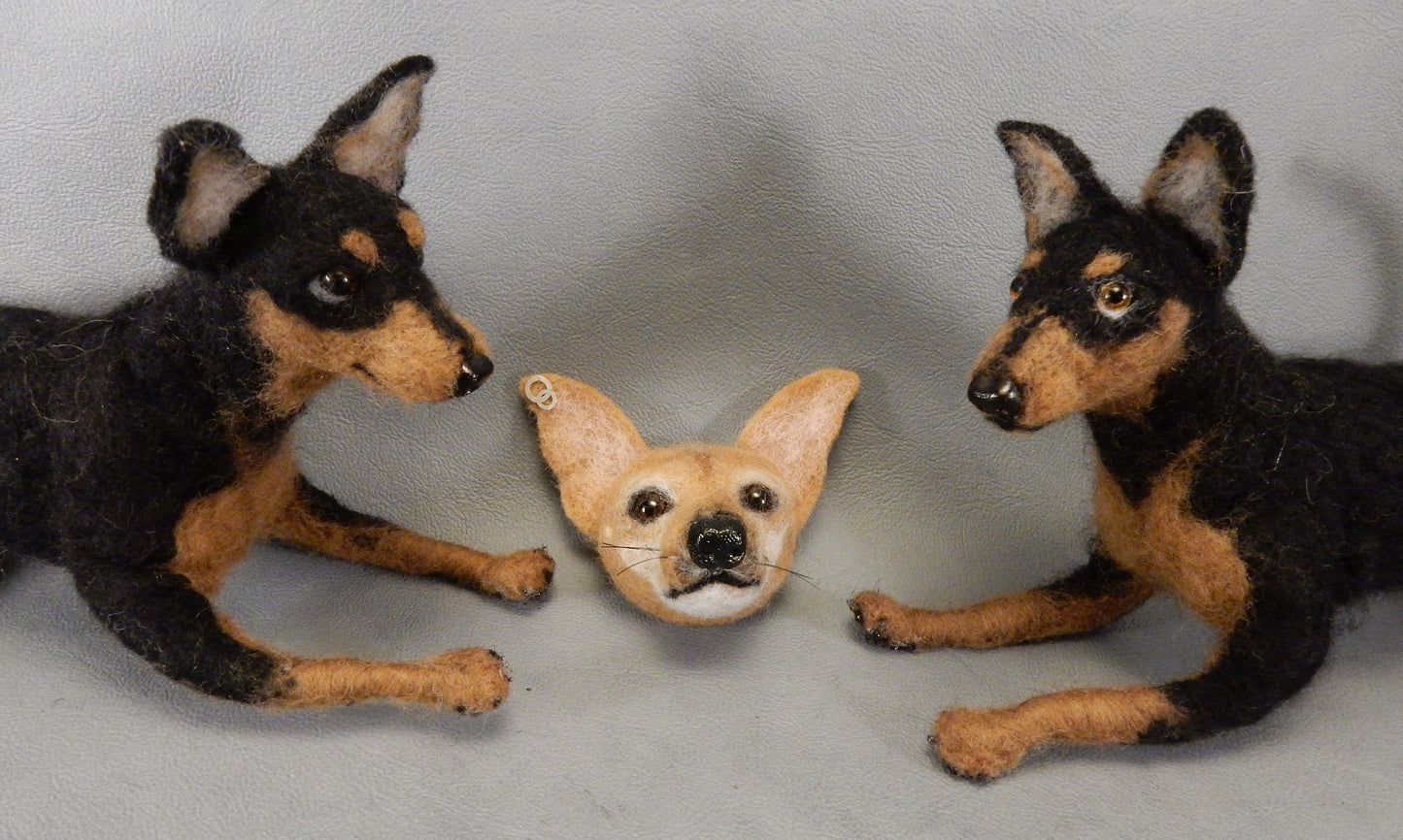 Pinscher needle felted dog replica