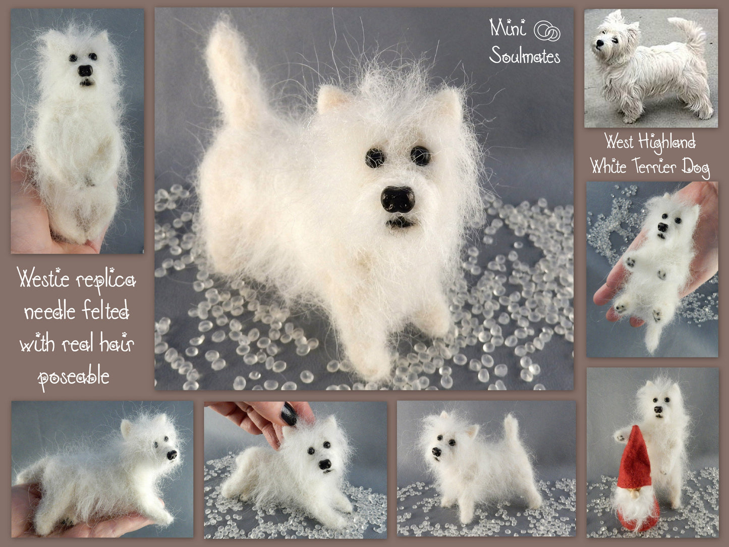 Westie felted with dog hair needle-felted dog miniature