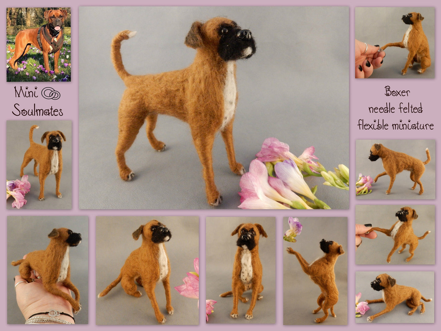 Custom dog replica Boxer needle felted