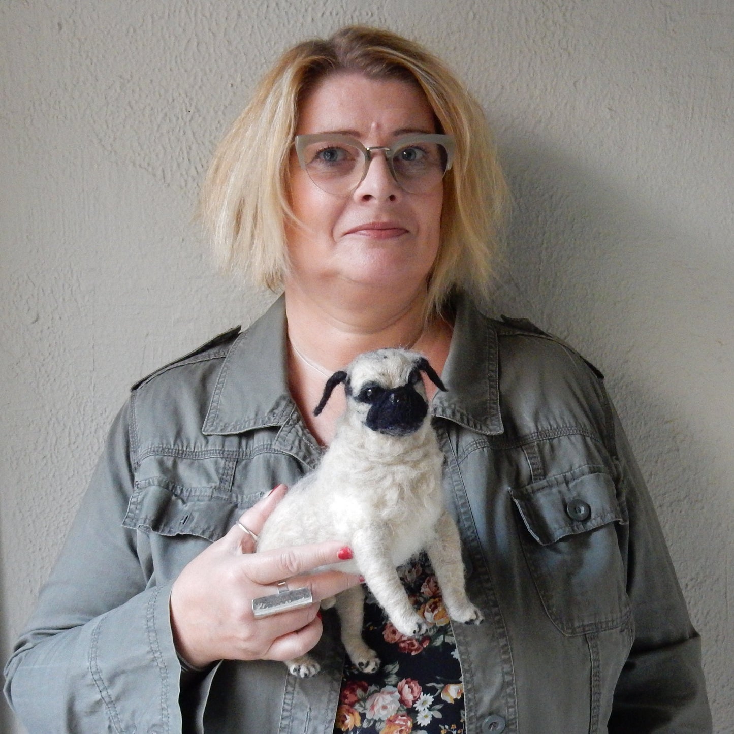 needle felted Pug art memorial gift