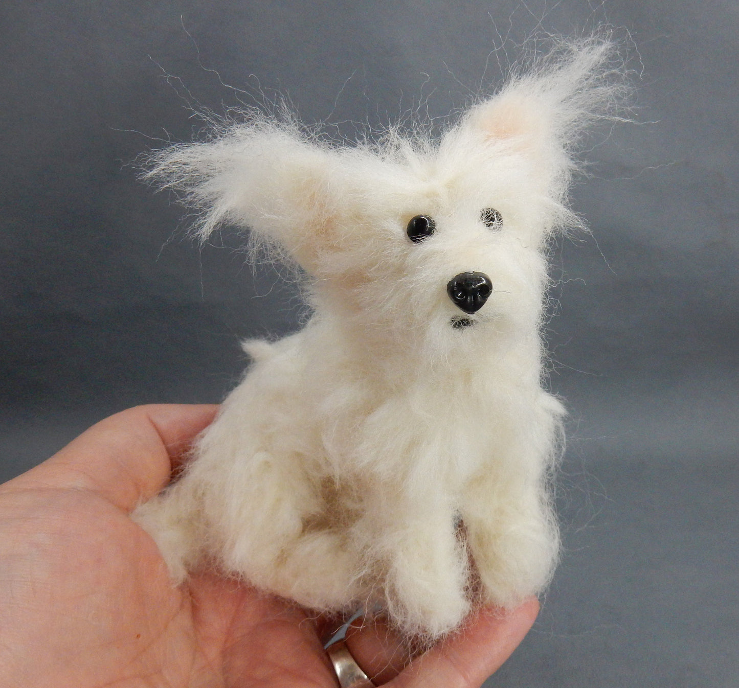 Westie felted with dog hair needle-felted dog miniature