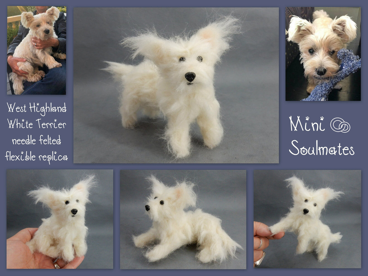 Westie felted with dog hair needle-felted dog miniature