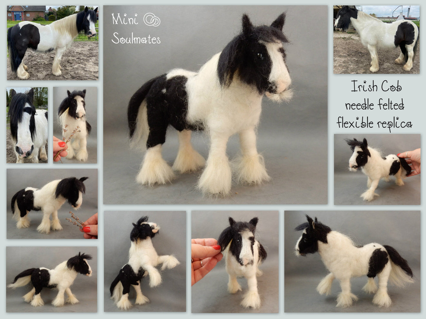 Needle felted horse sculpture Tinker Irish Cob portrait Gypsy horse me