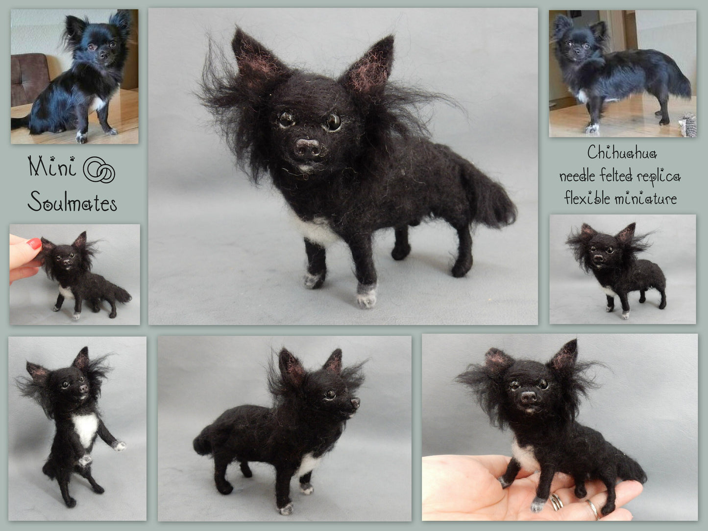 Chihuahua needle-felt dog replica