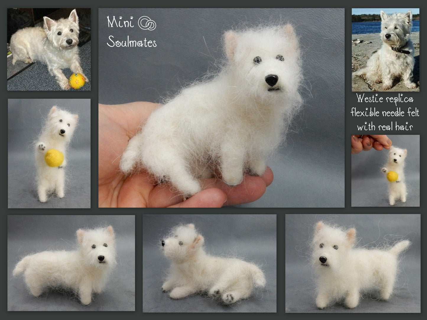 Westie felted with dog hair needle-felted dog miniature
