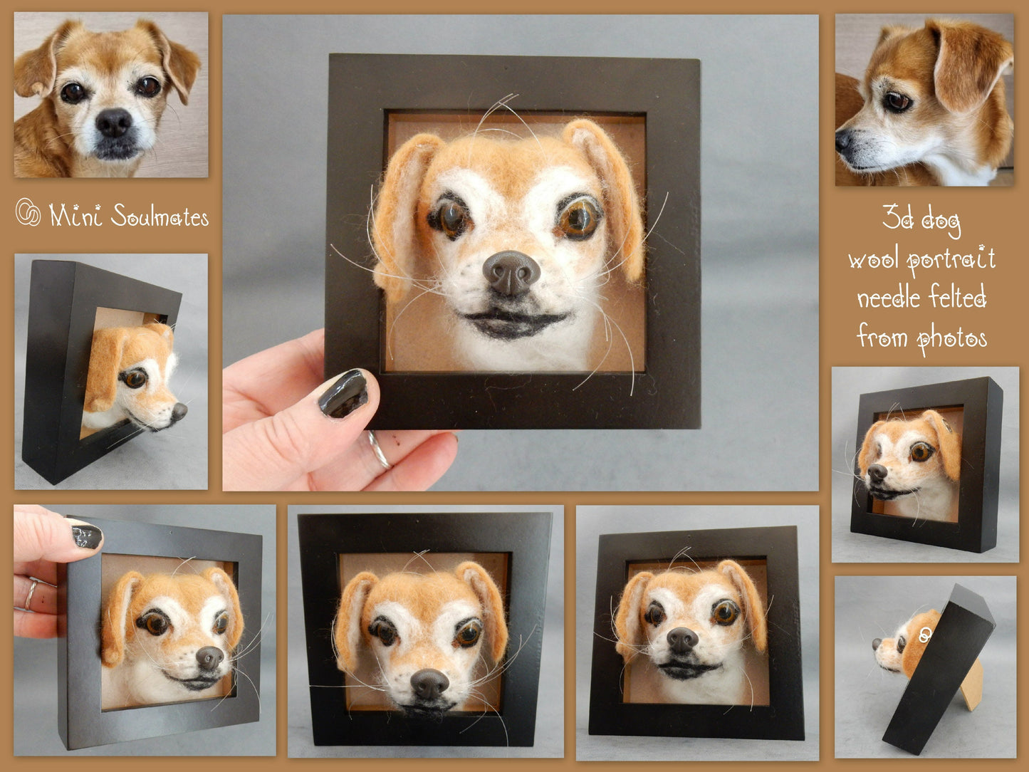 needle felted dog portrait 3d dog art portrait