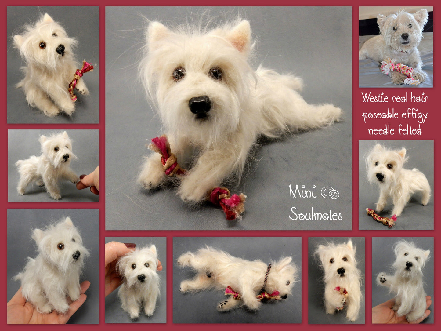 Westie felted with dog hair needle-felted dog miniature