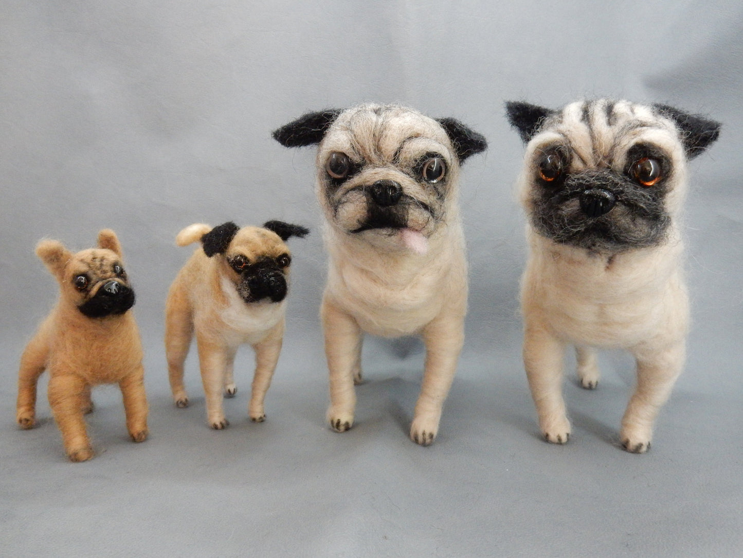 needle felted Pug art memorial gift