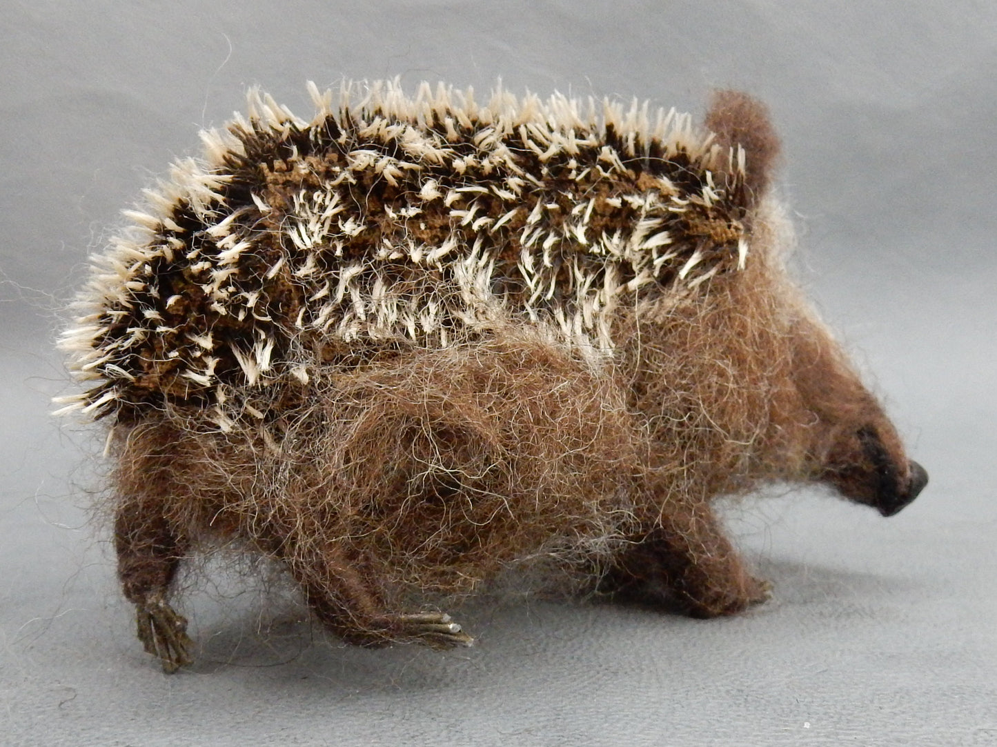 needle-felt hedgehog wool replica