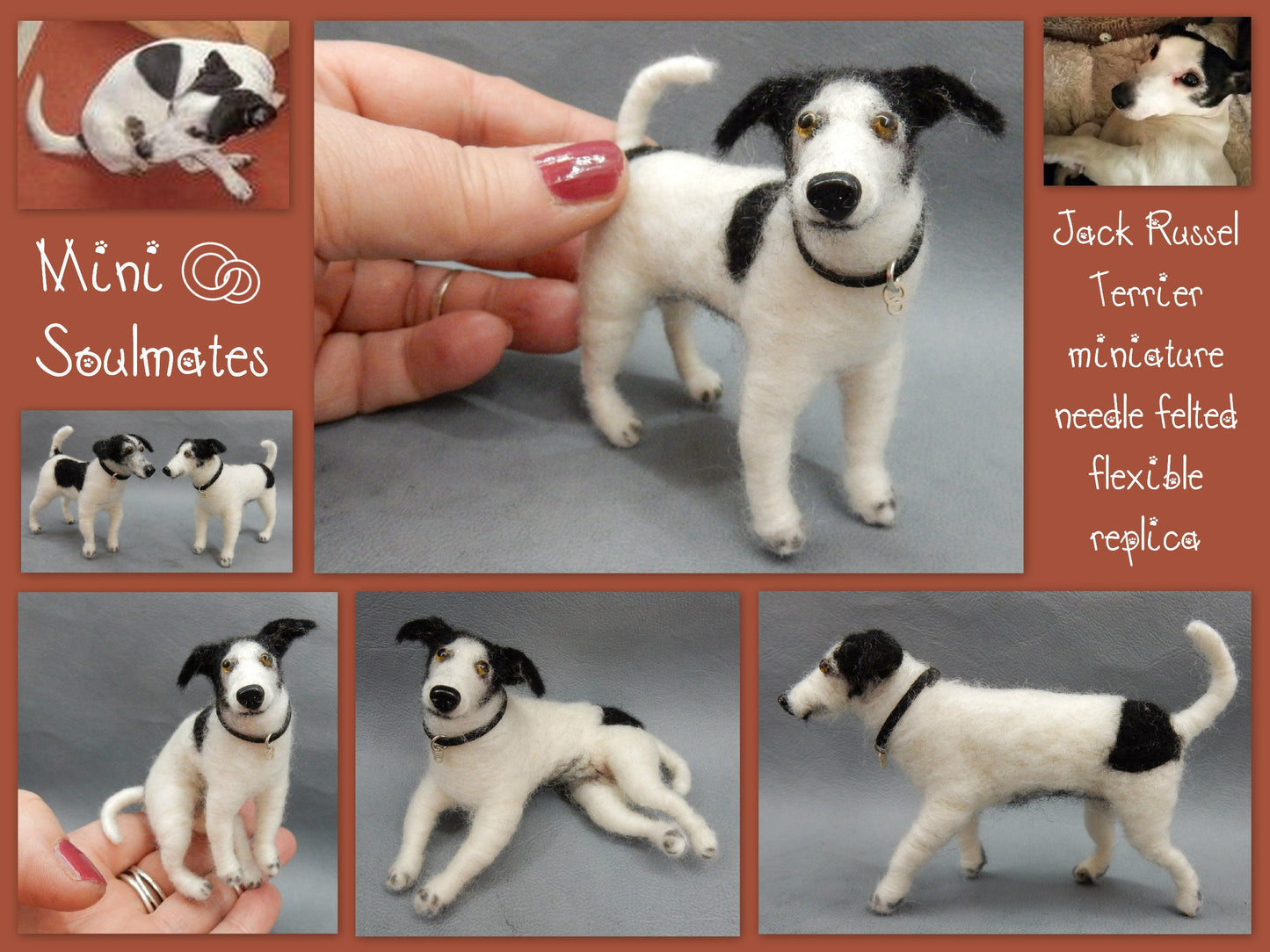 Jack Russell Terrier custom dog replica 3d dog portrait needle felted