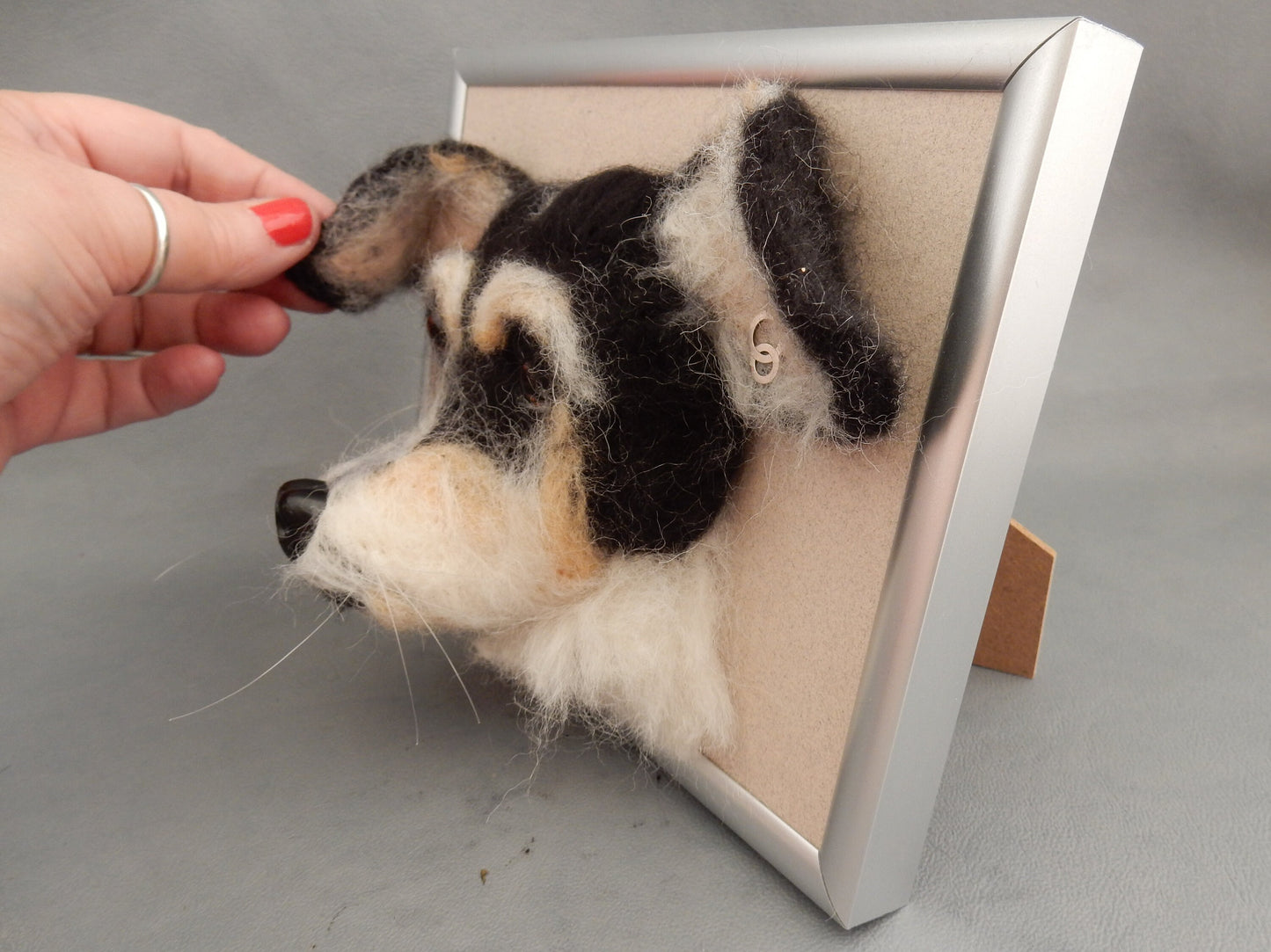 custom 3D portrait needle felt dog framed