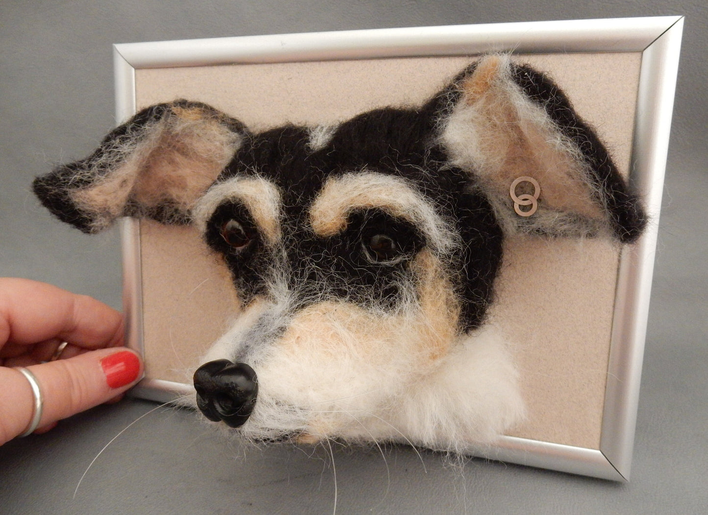 custom 3D portrait needle felt dog framed
