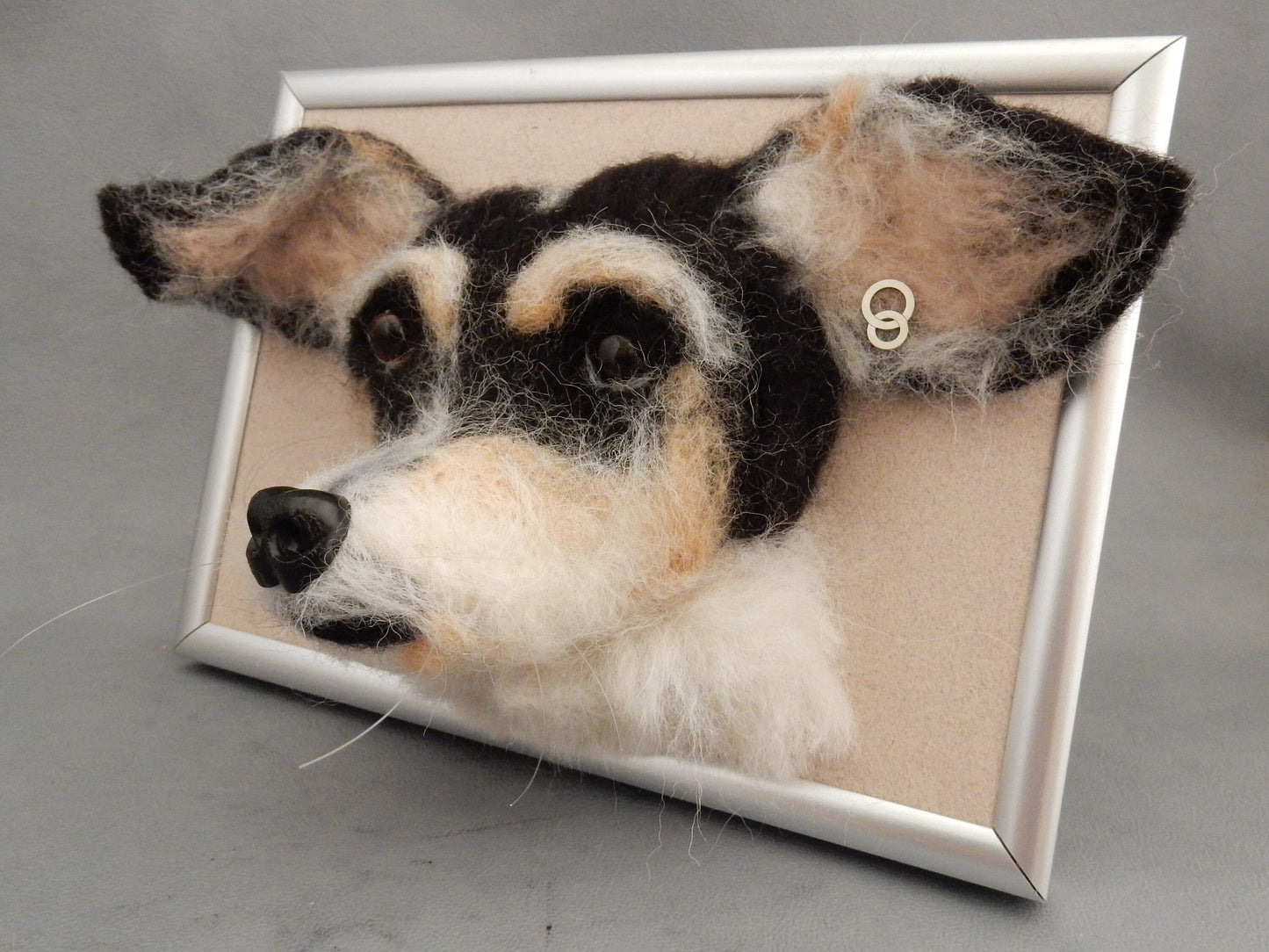 custom 3D portrait needle felt dog framed