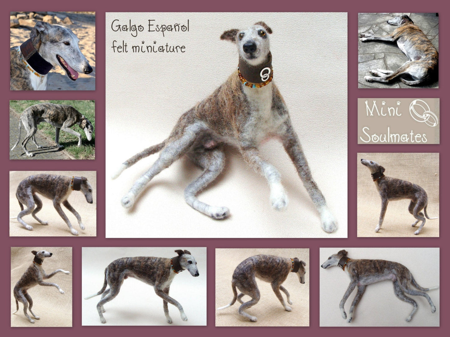 brindle Galgo Espanol felted dog miniature