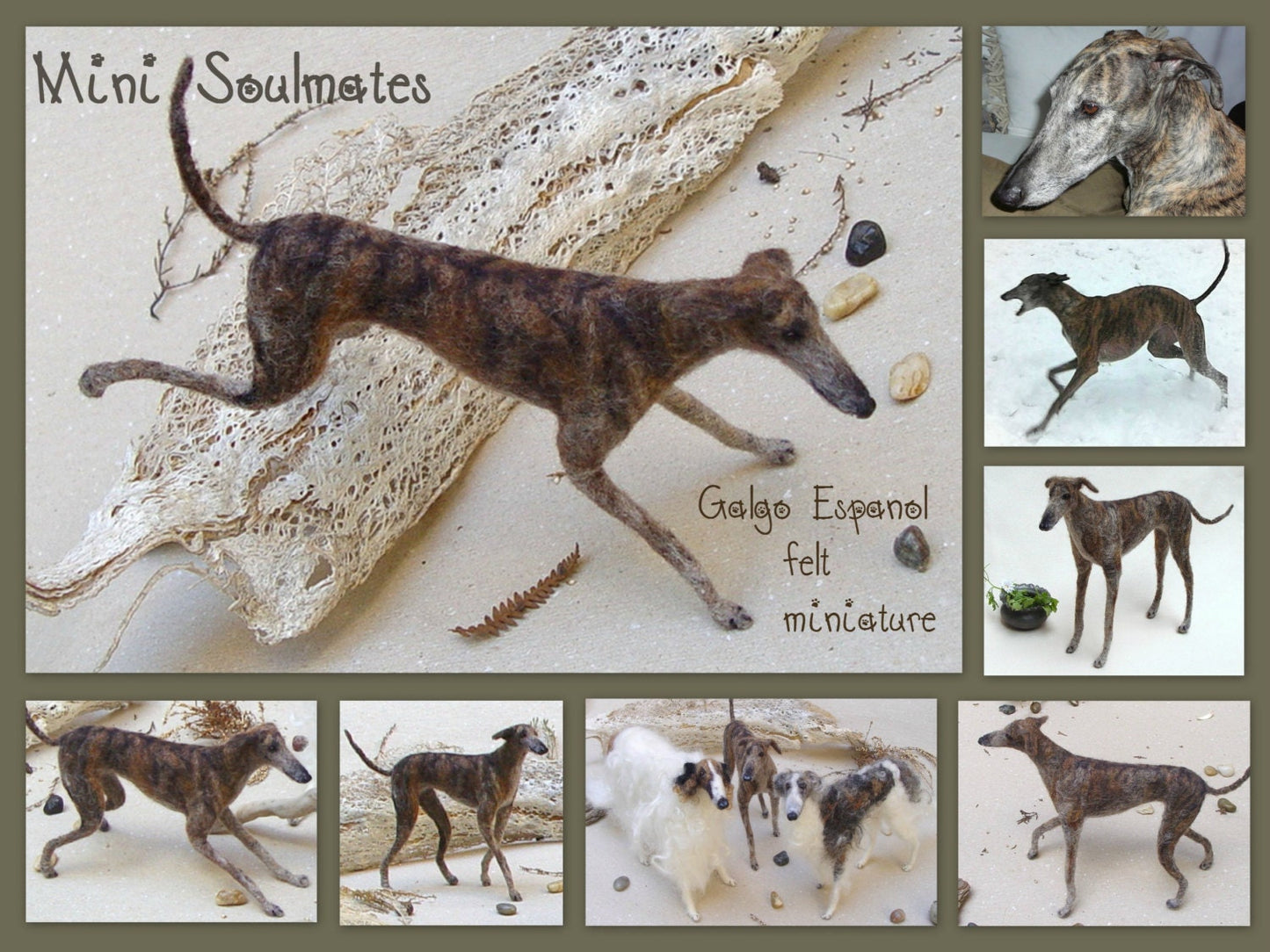 brindle Galgo Espanol felted dog miniature