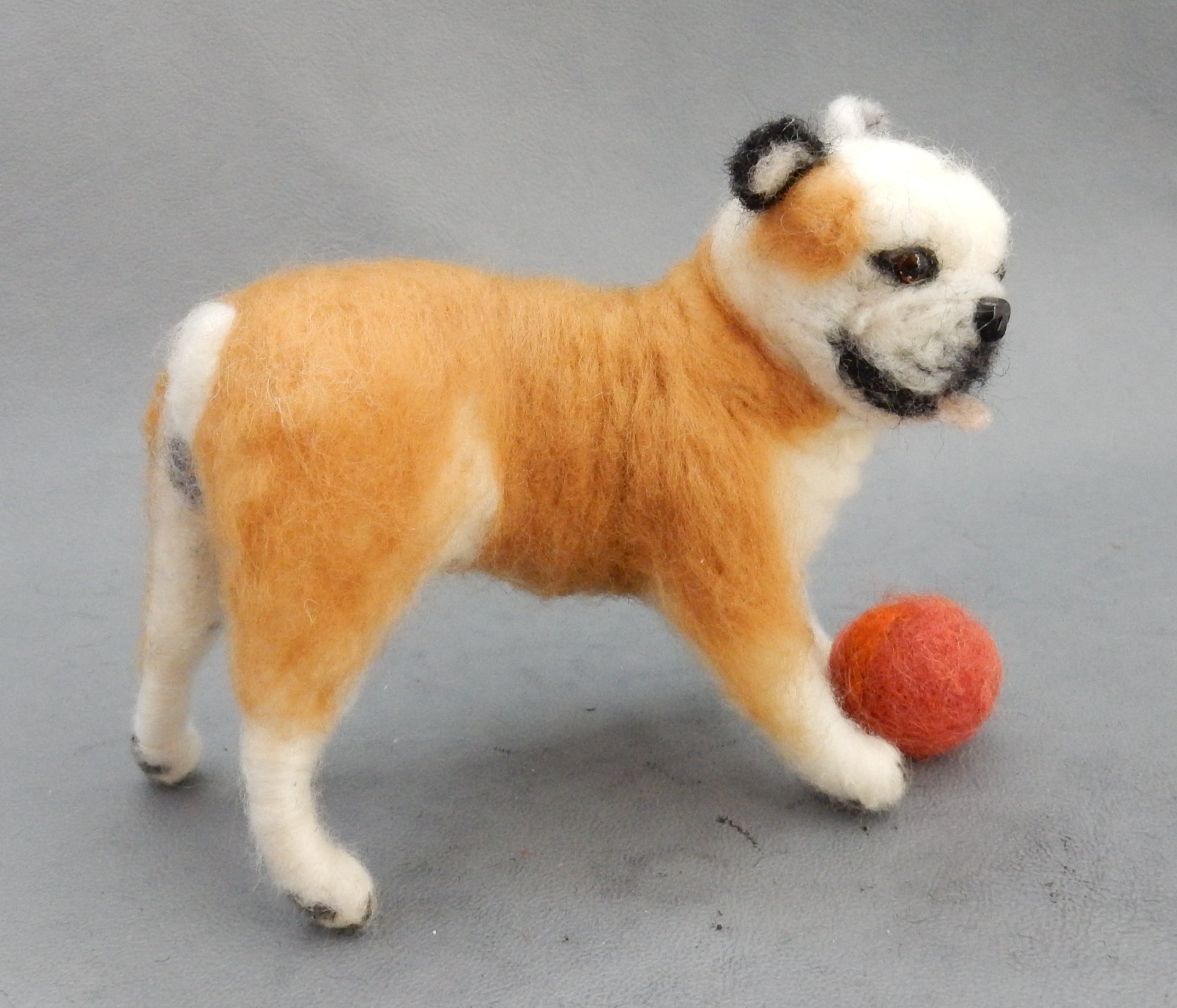 English Bulldog art needle-felted dog replica