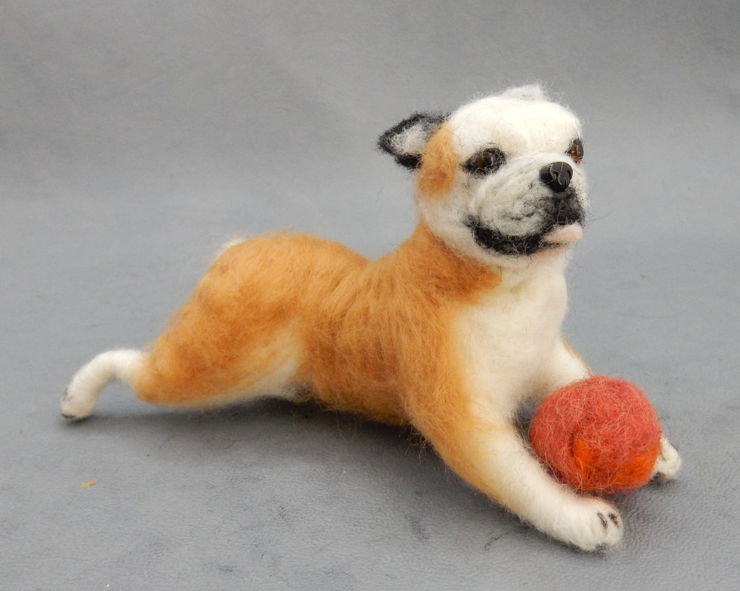 English Bulldog art needle-felted dog replica