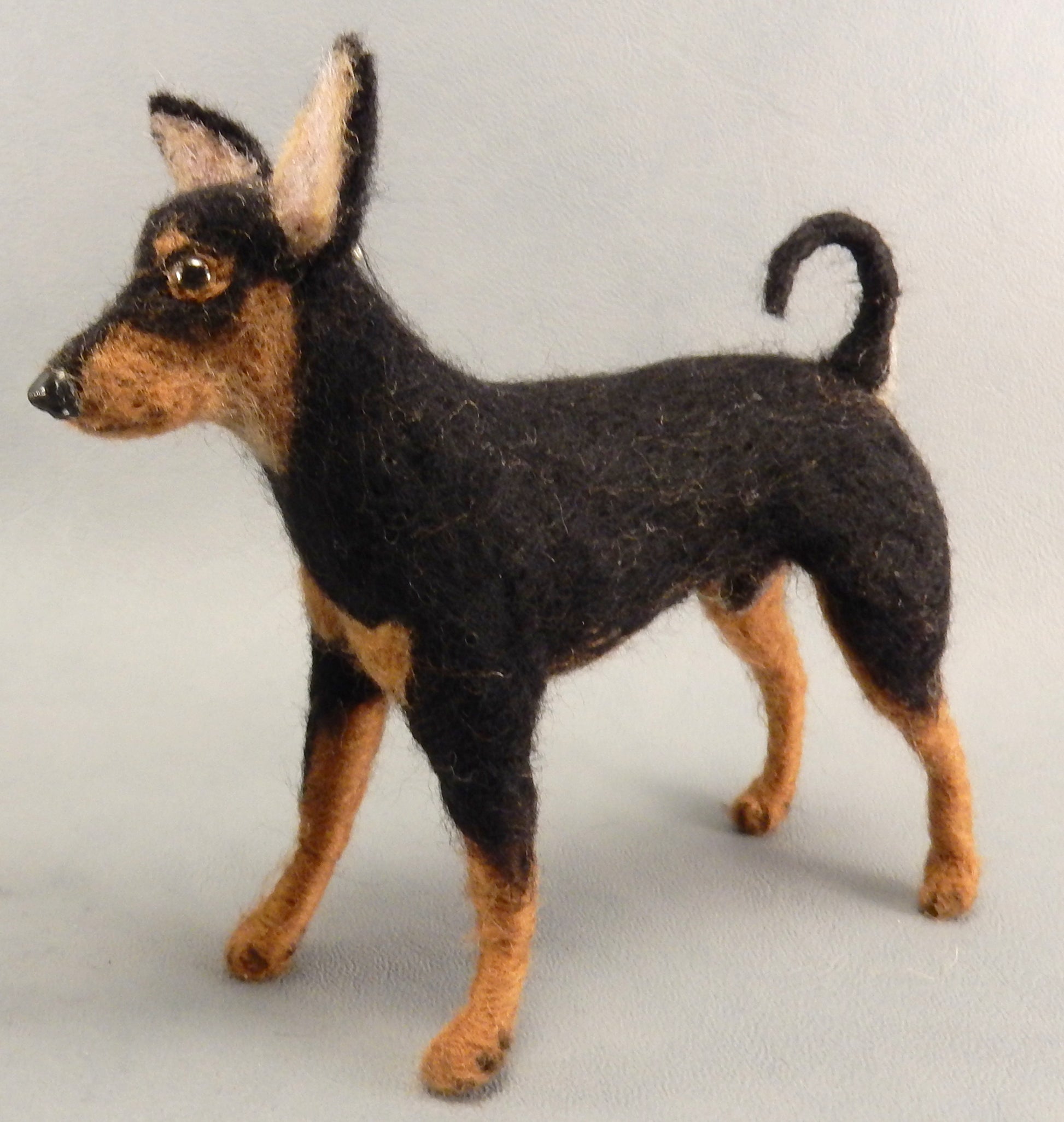 Pinscher needle felted dog replica 