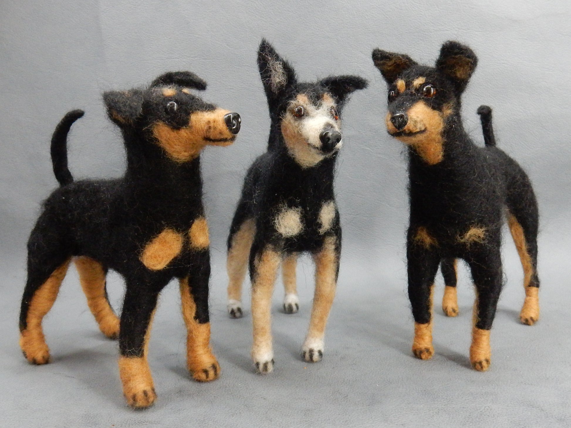 Pinscher needle felted dog replica 