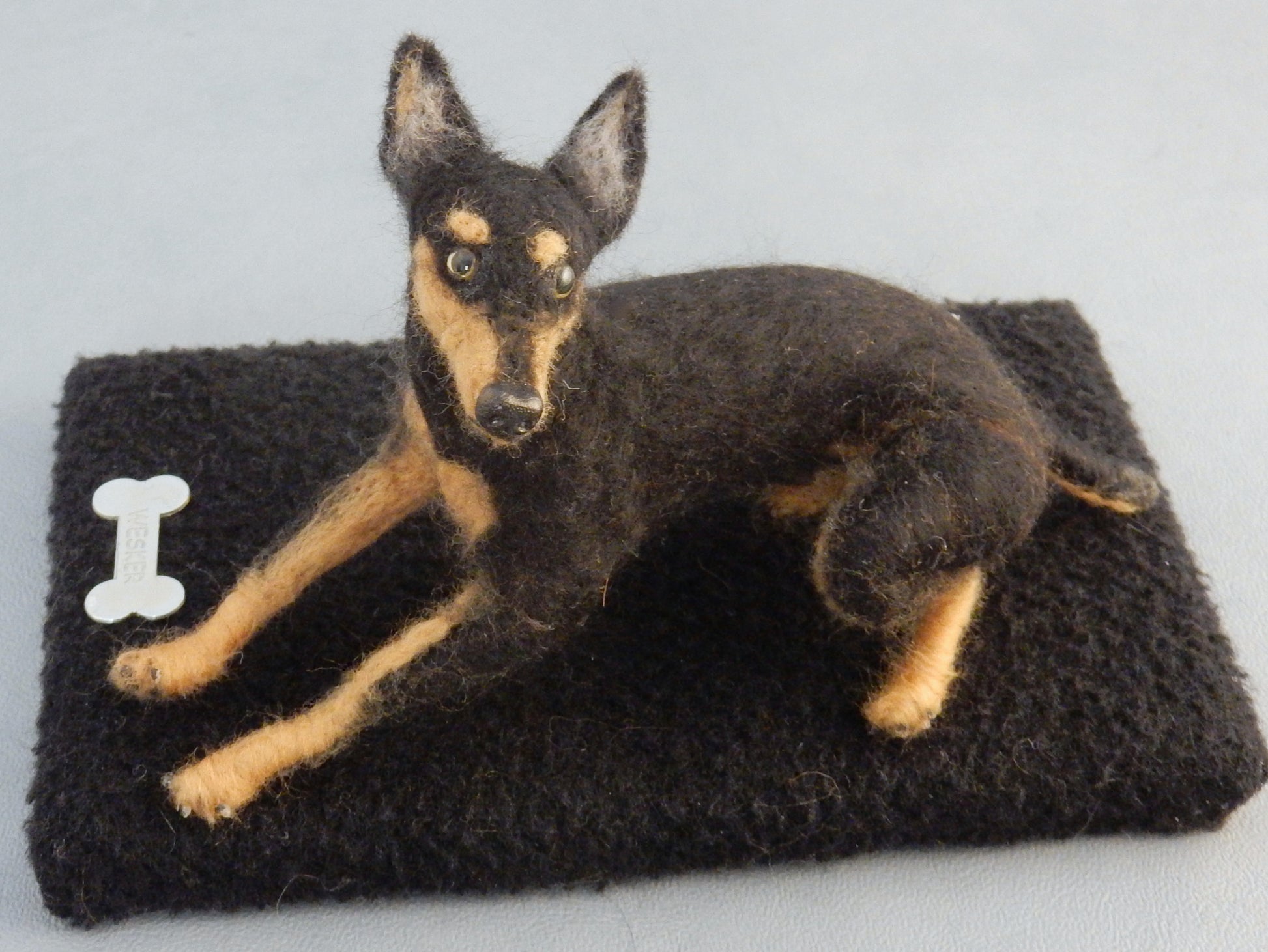 Pinscher needle felted dog replica 