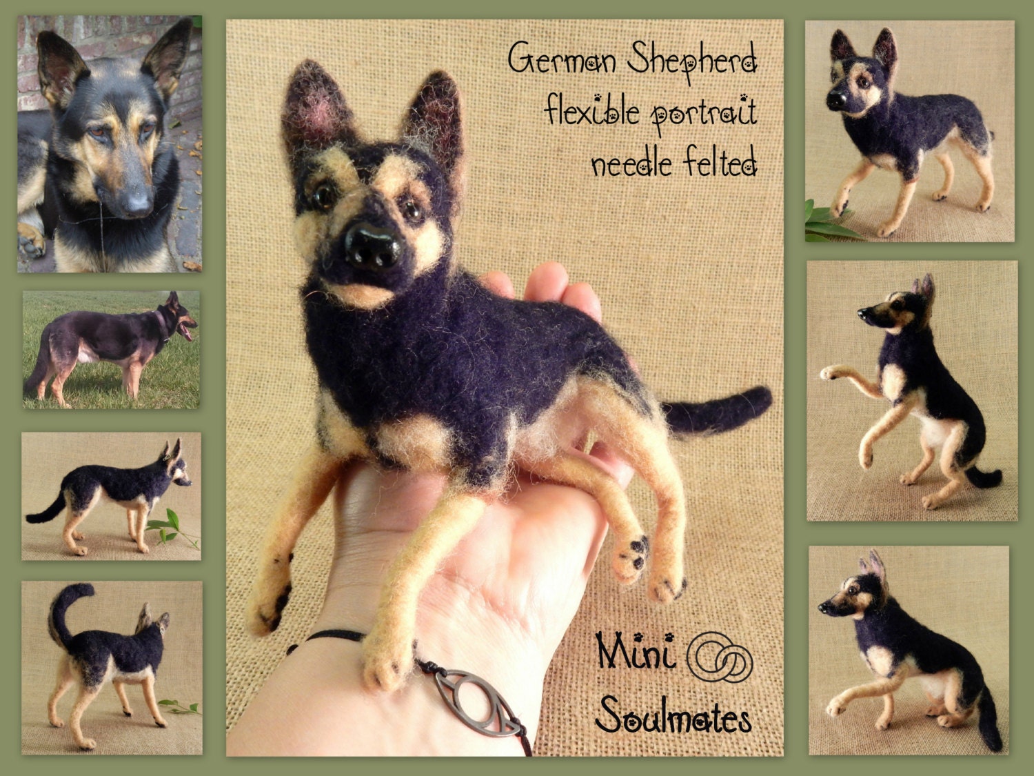 German Shepherd needle-felted dog miniature