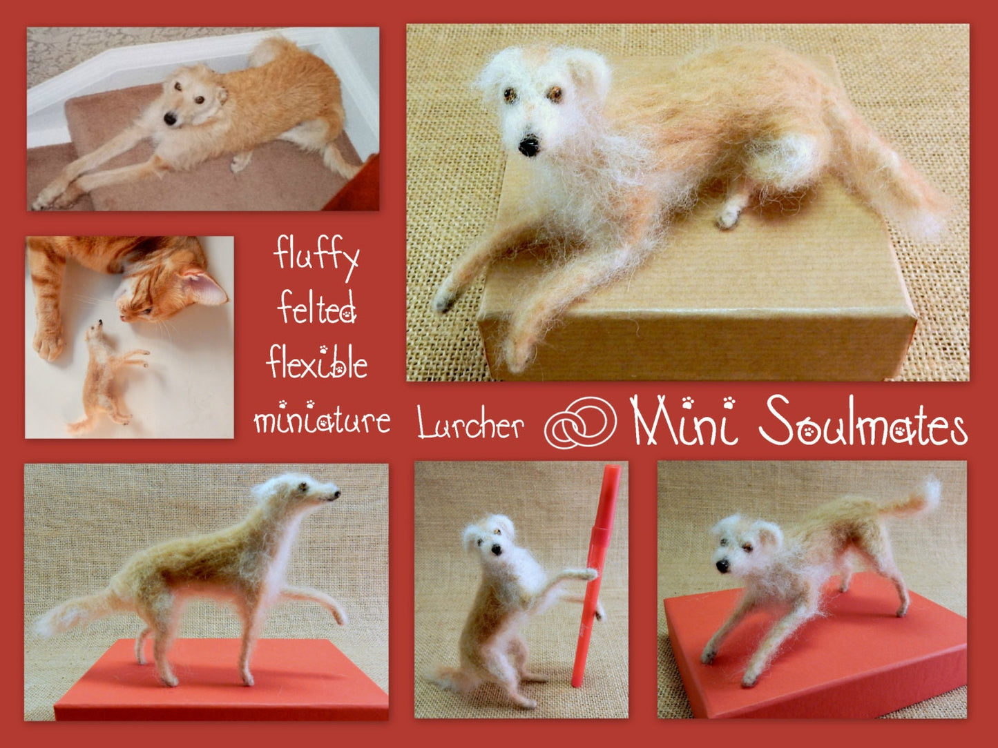 Custom dog replica Lurcher felt dog miniature