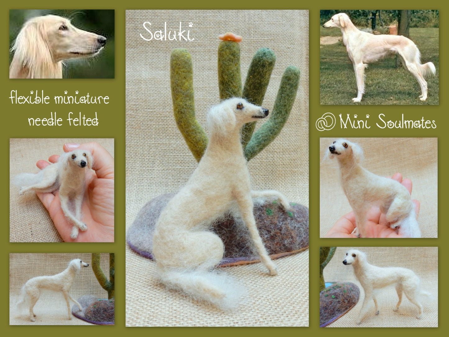 Saluki needle felt dog miniature