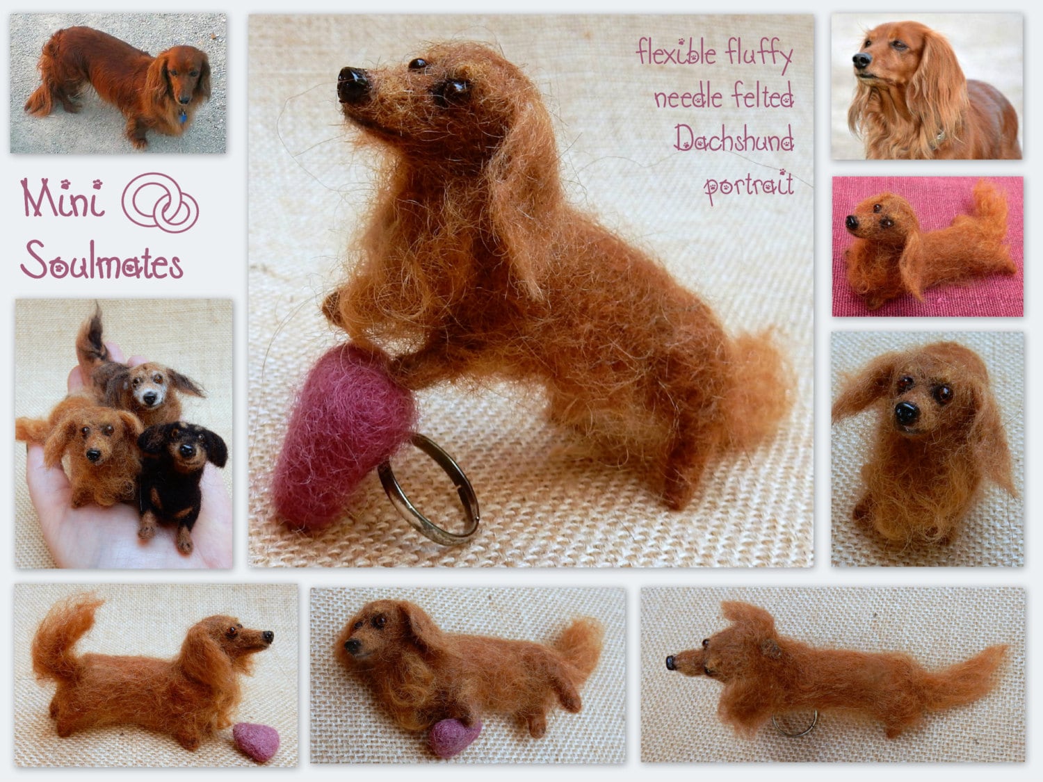 Dachshund replica needle-felted dog miniature