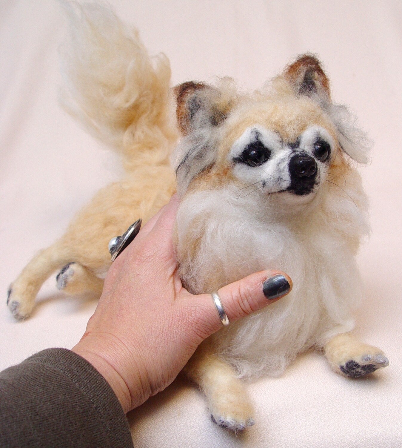 Golden Chihuahua custom-felted dog miniature