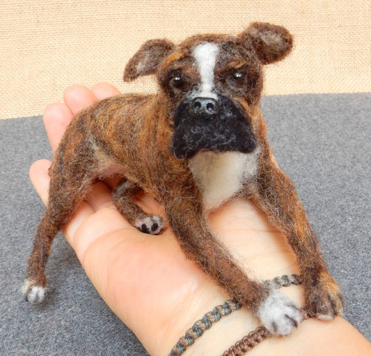 Continental Bulldog needle-felted dog miniature