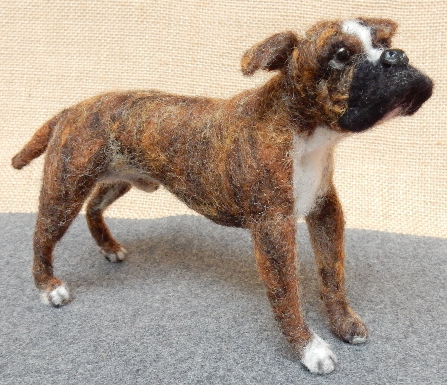 Continental Bulldog needle-felted dog miniature